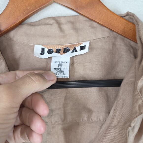 Vintage Jordan Shirt Mens Size XL Linen Beige Summer Button Up Short Sleeve NWT - Picture 13 of 14